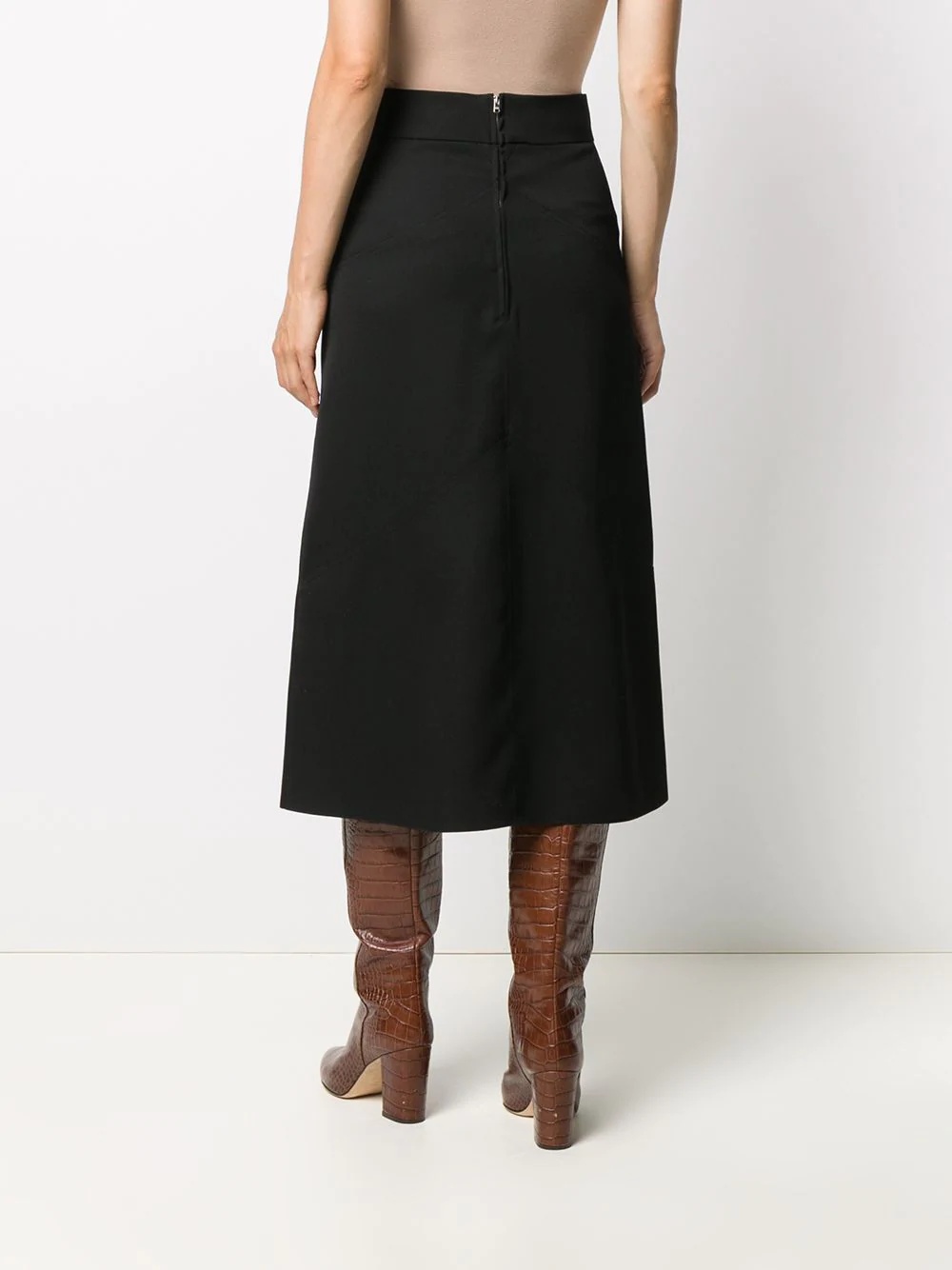 midi-length tonal stitch skirt - 4