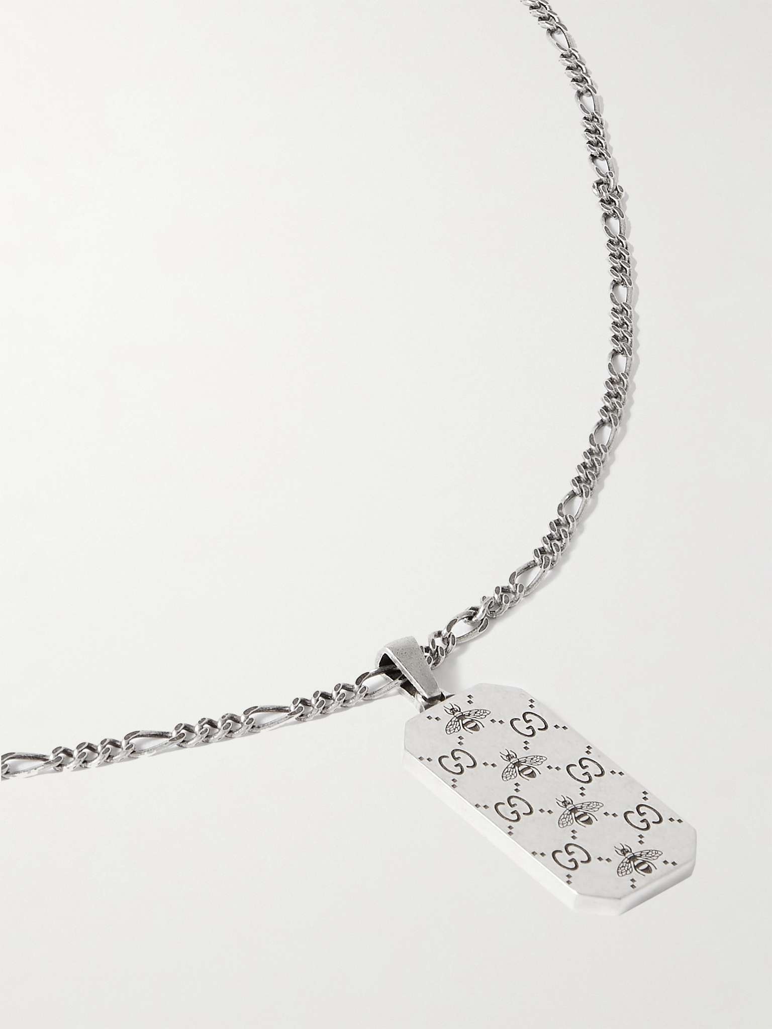 Engraved Silver Pendant Necklace - 1