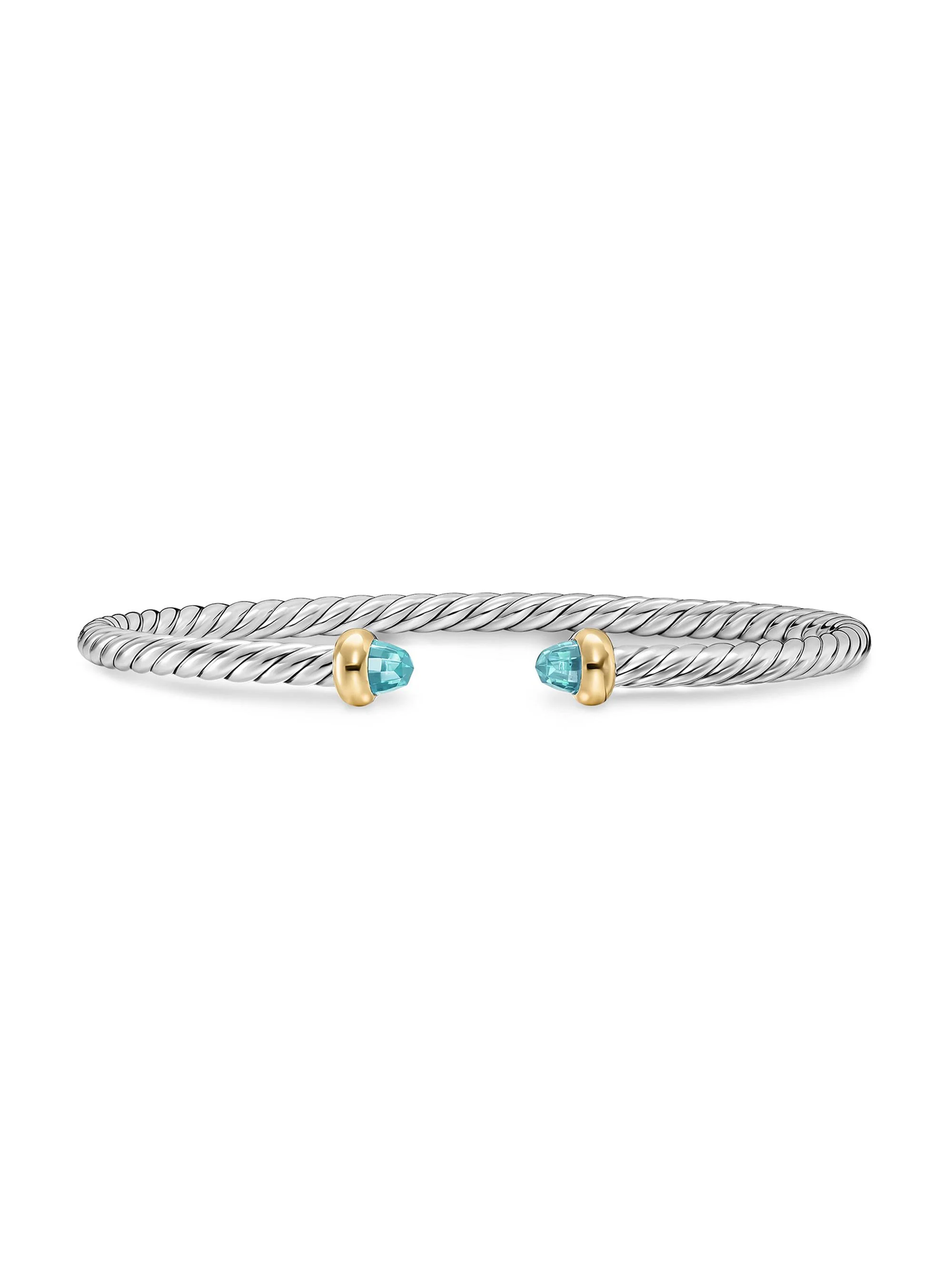 Women's Micro Cable Flex Teen Bracelet in Sterling Silver - Aquamarine - 1