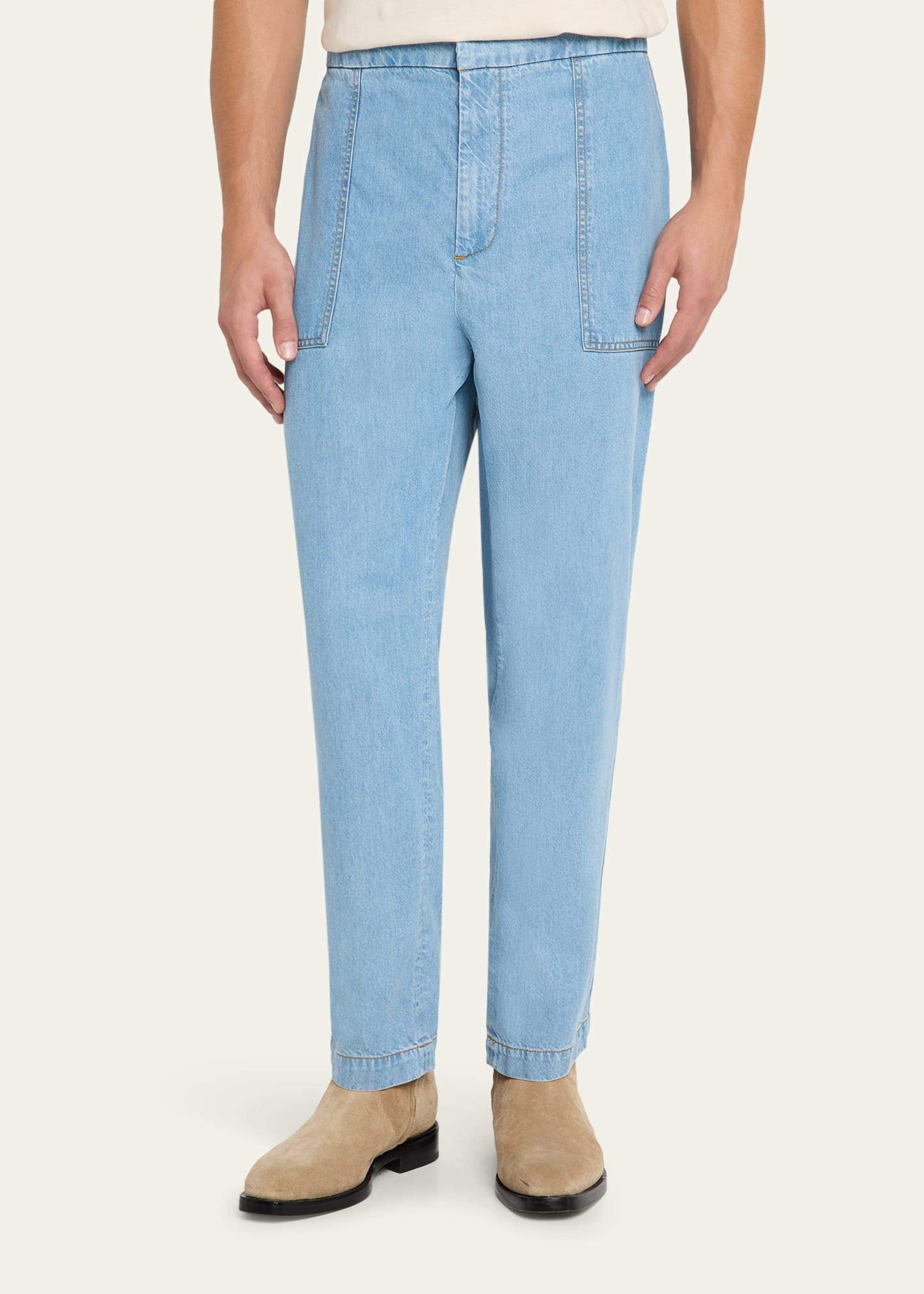 Men's Paolo Light Washed Indigo Patch Pocket Pants - 4