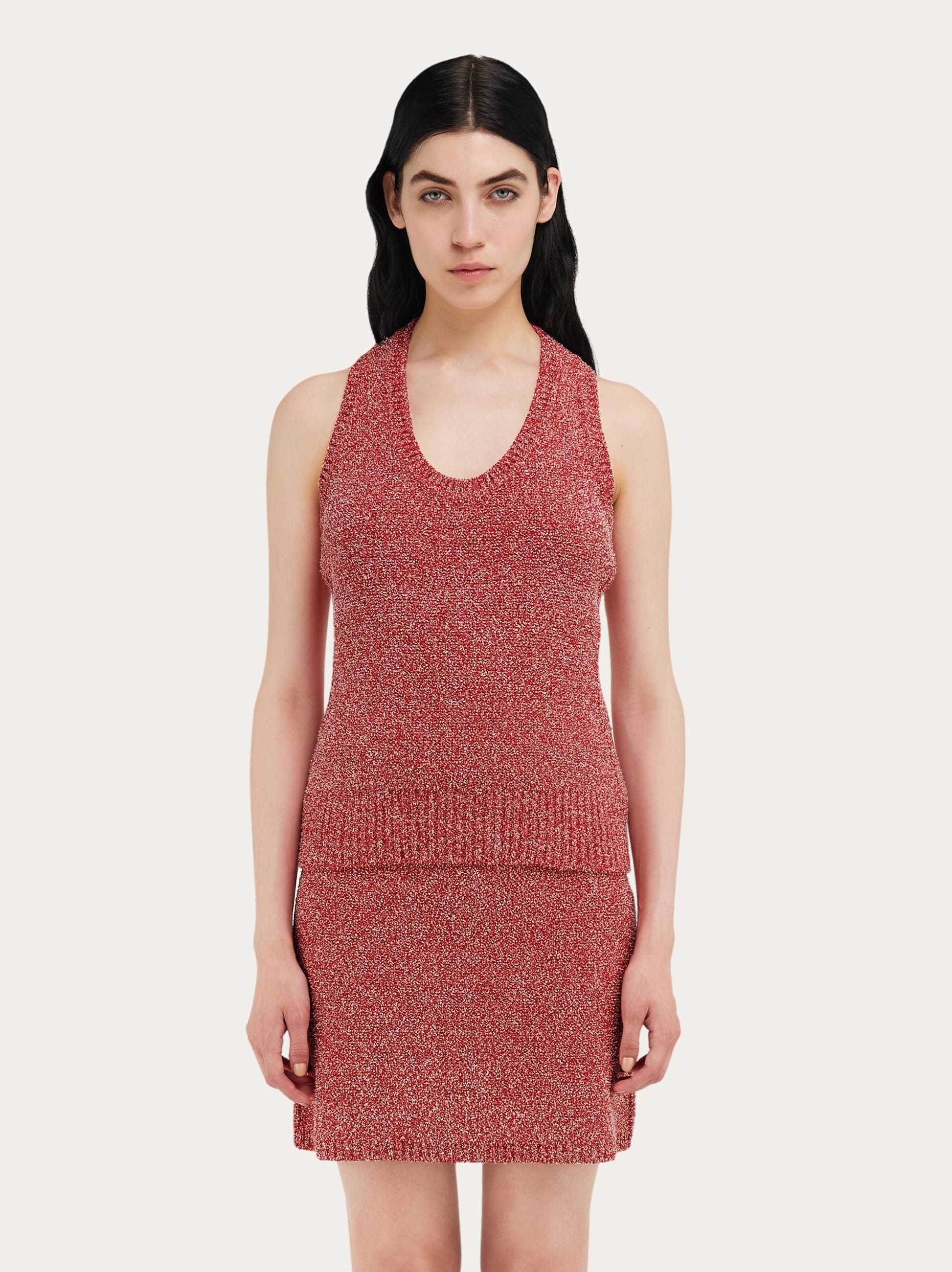 Bouclé V-neck tank - 2