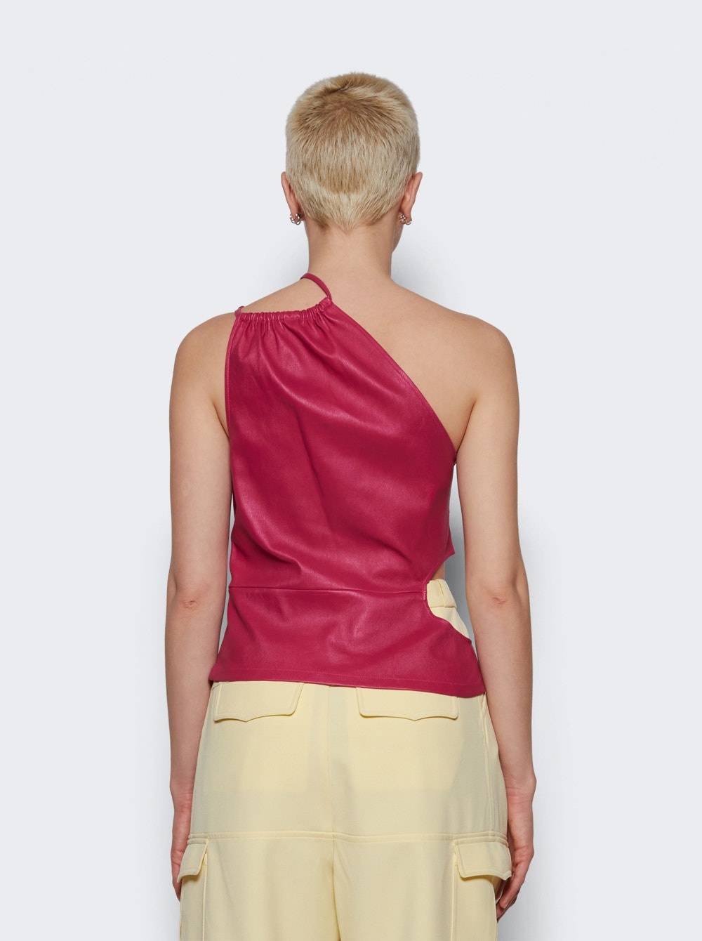 Asymmetric Leather Tank Fuchsia Pink - 5