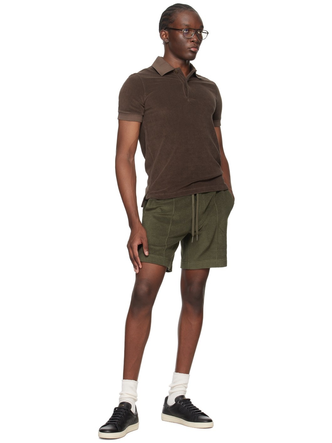 Khaki Towelling Shorts - 4