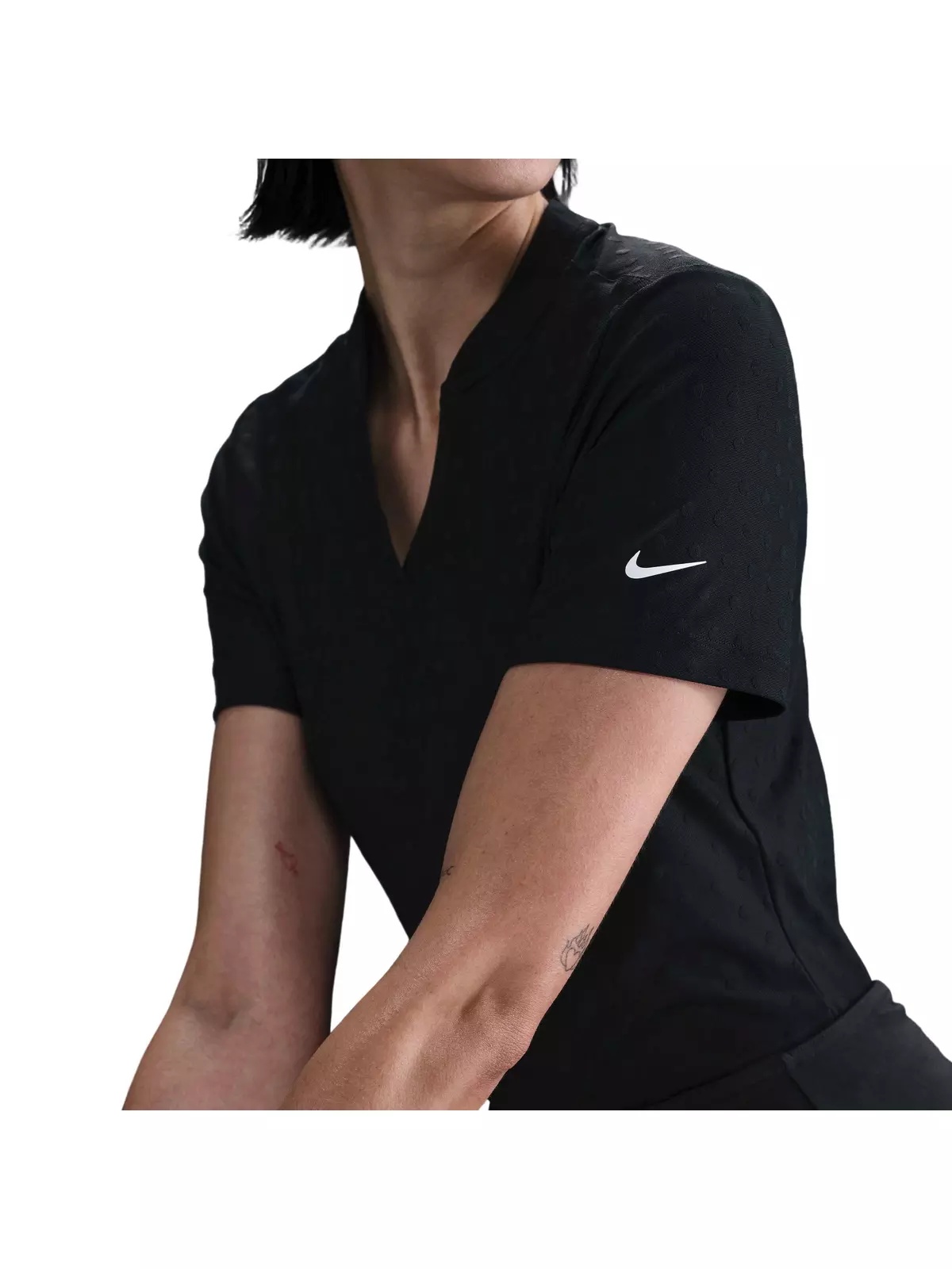 Women's Dri-FIT Tour Short-Sleeve Blade Jacquard AOJ Golf Polo -Black - 3