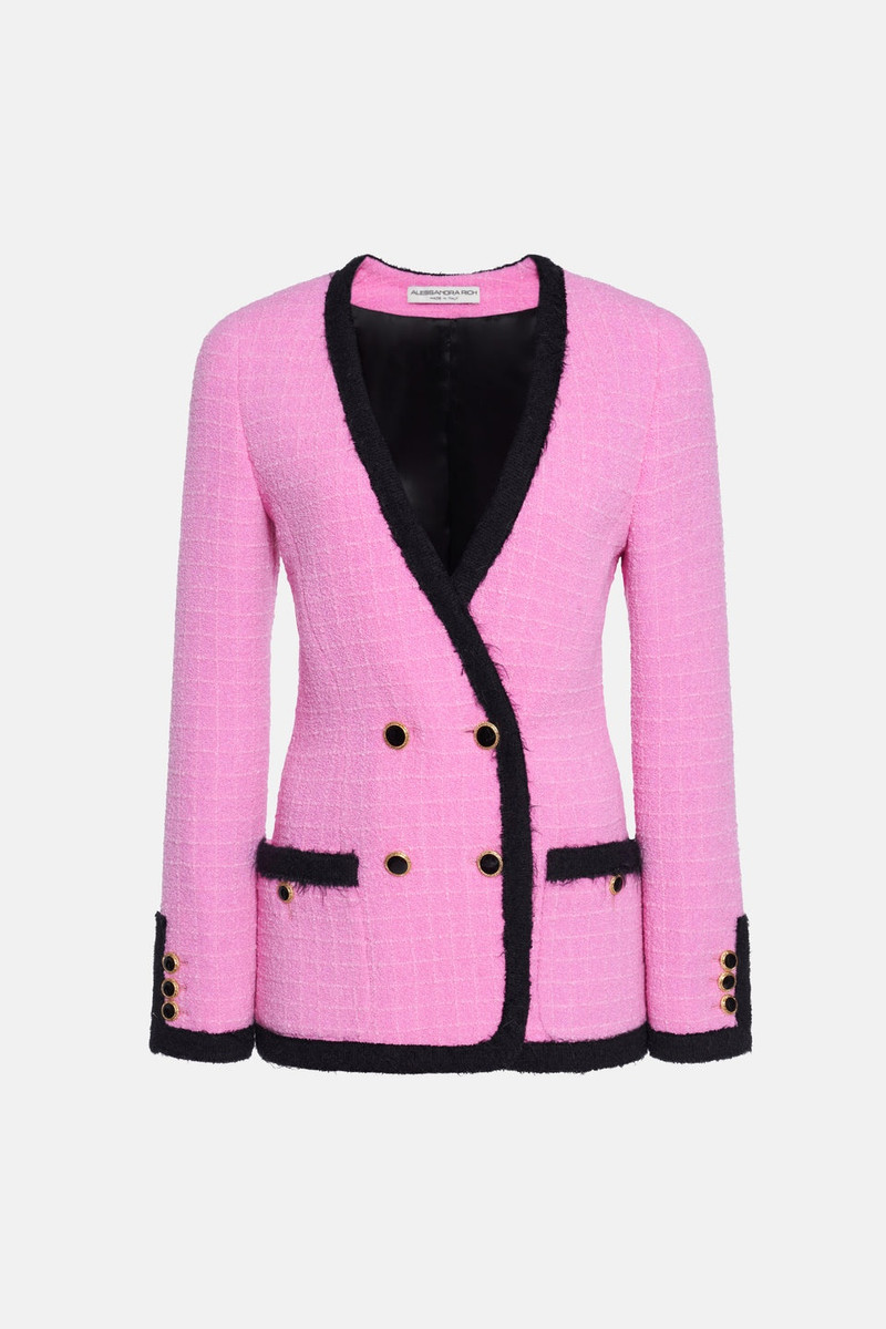 CHECKED TWEED BOUCLE DOUBLE BREASTED JACKET 1