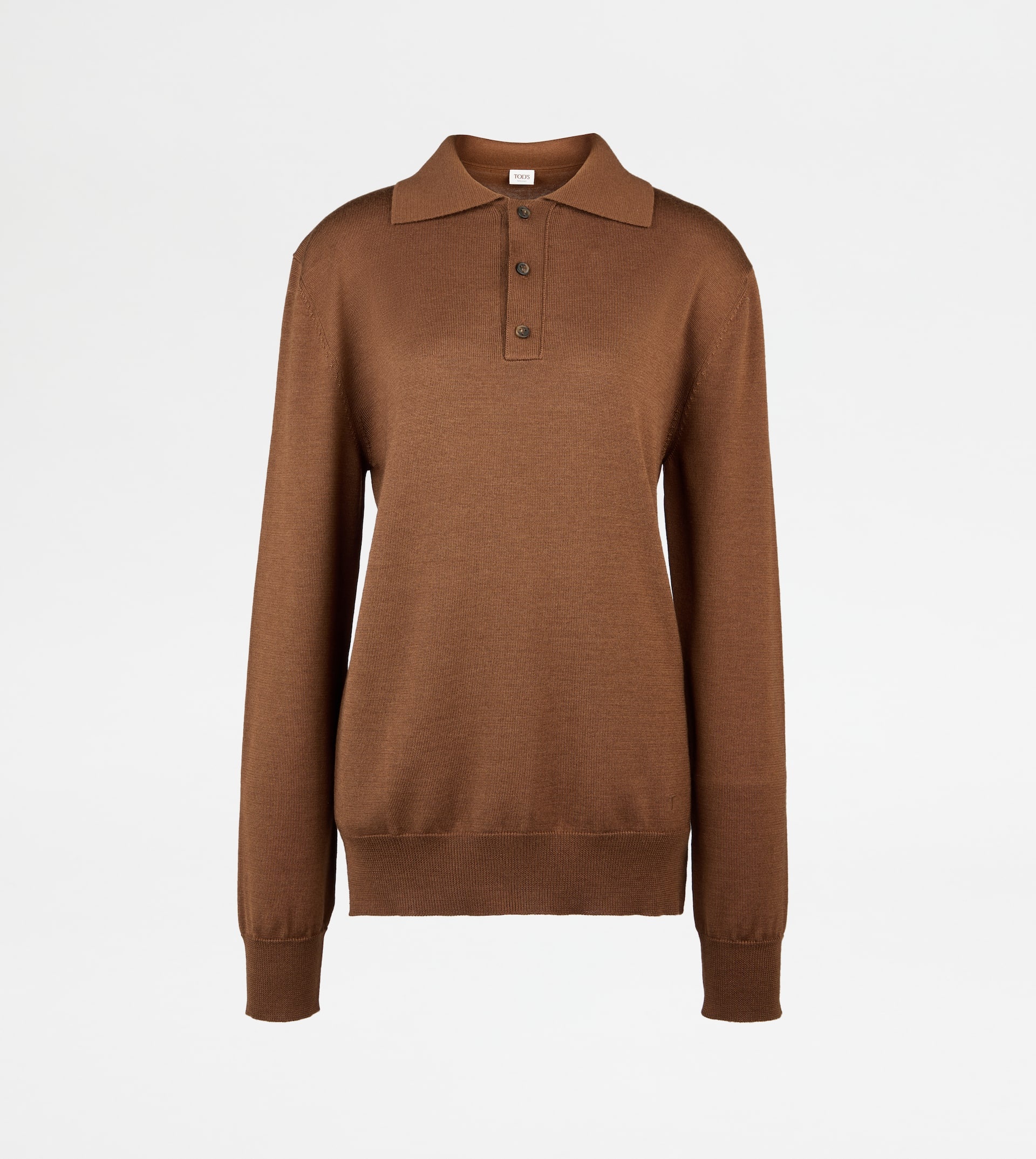 POLO SHIRT IN SILK BLEND KNIT - BROWN - 1