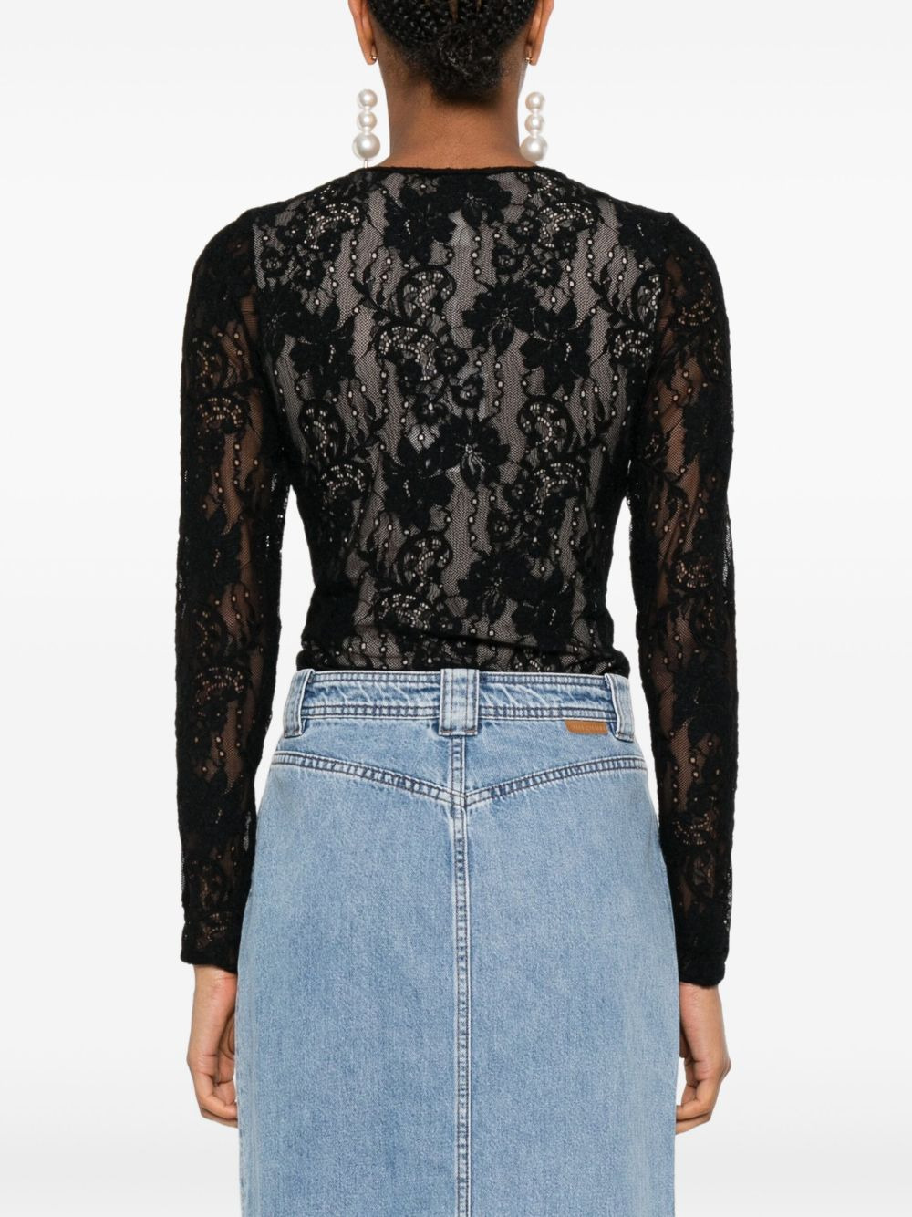 floral-lace bodysuit - 4