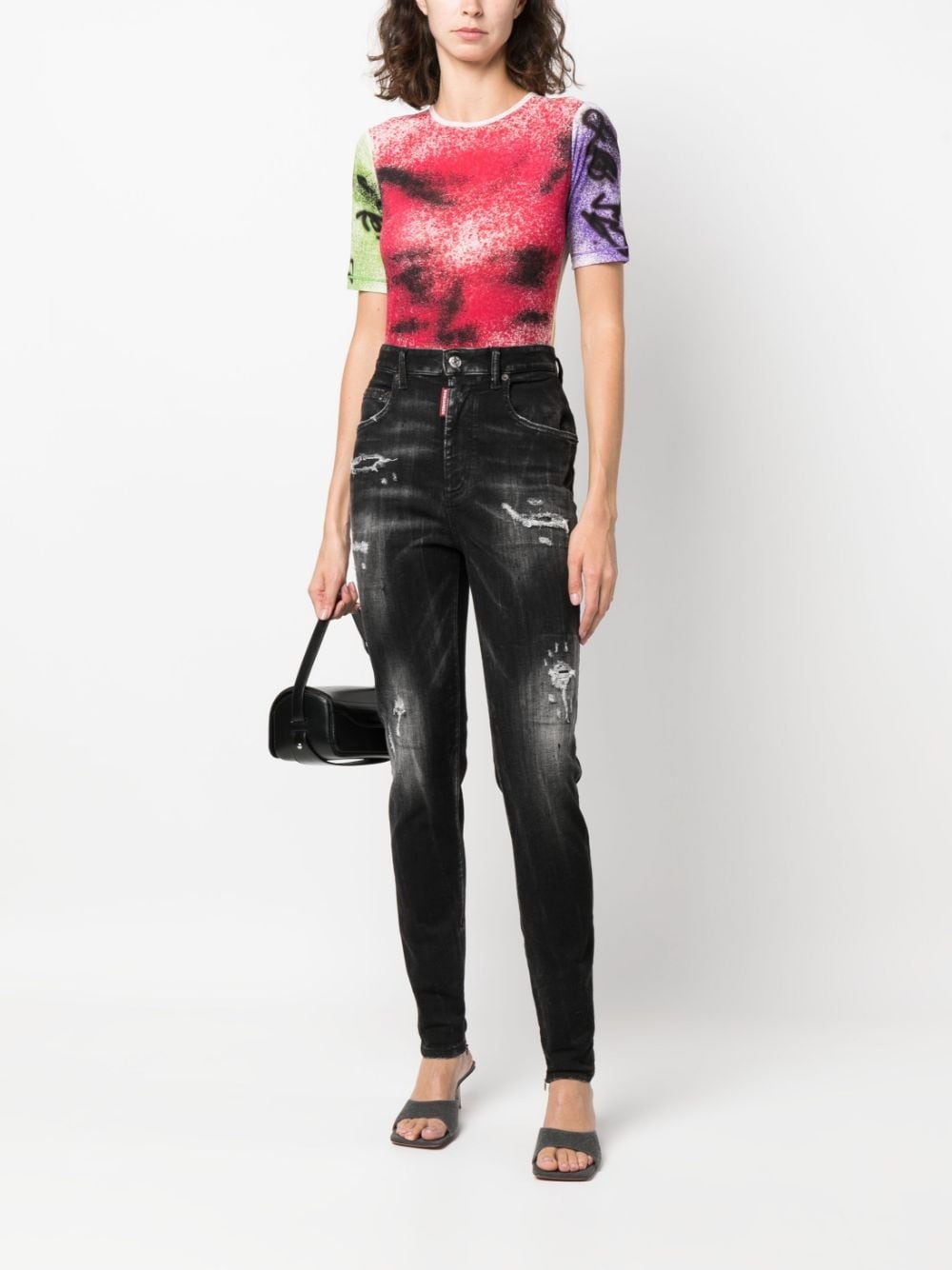 ripped high-waisted jeans - 4