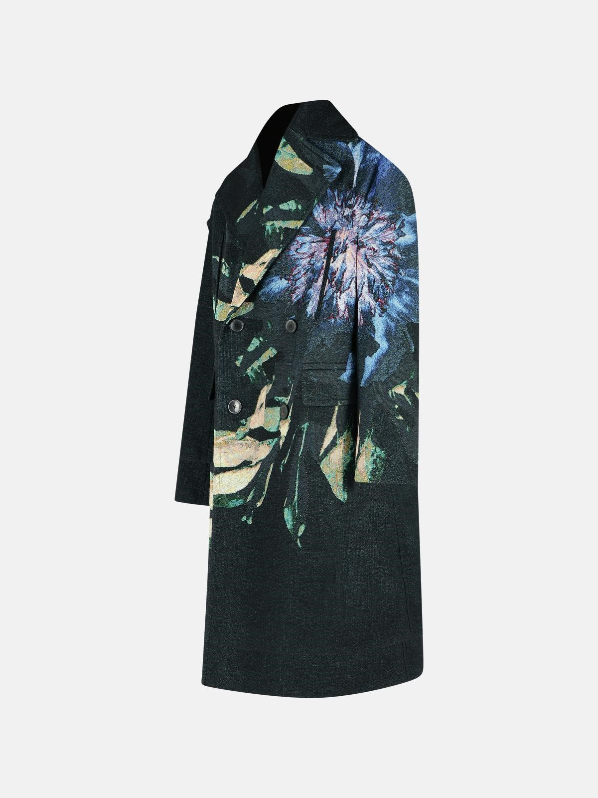 BLUE COTTON BLEND COAT - 2