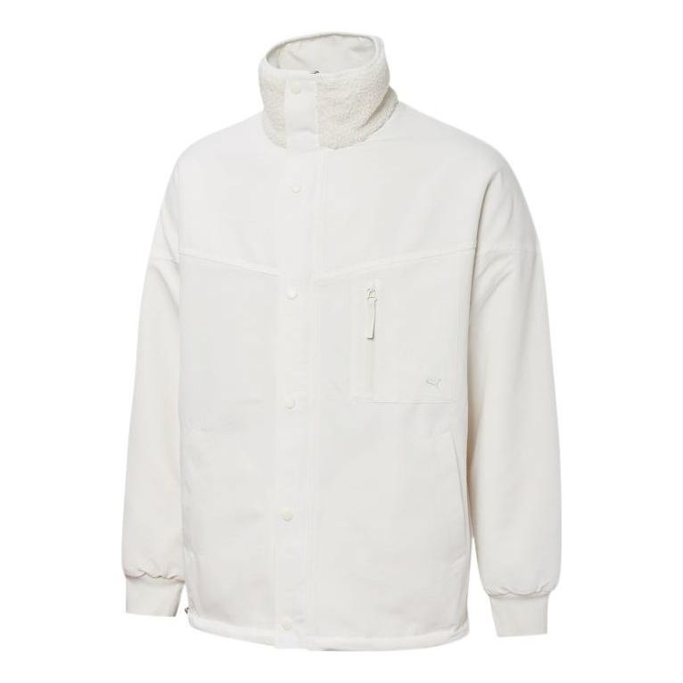 PUMA Mmq lamb's wool Reversible Stand Collar Jacket Couple Style White 534744-65 - 1