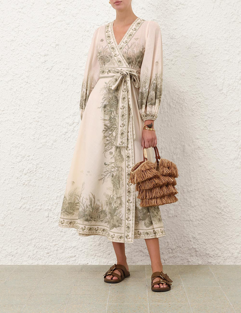 Zimmermann WANDERLUST WRAP MIDI DRESS outlook
