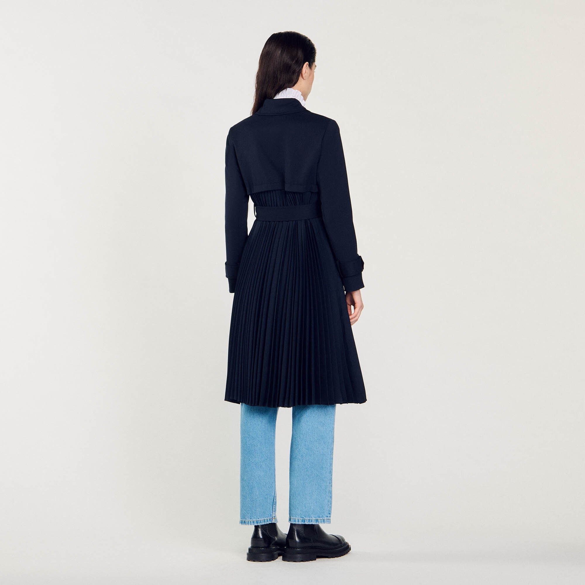 Sandro TRENCH COAT WITH PLEATED INSET | REVERSIBLE