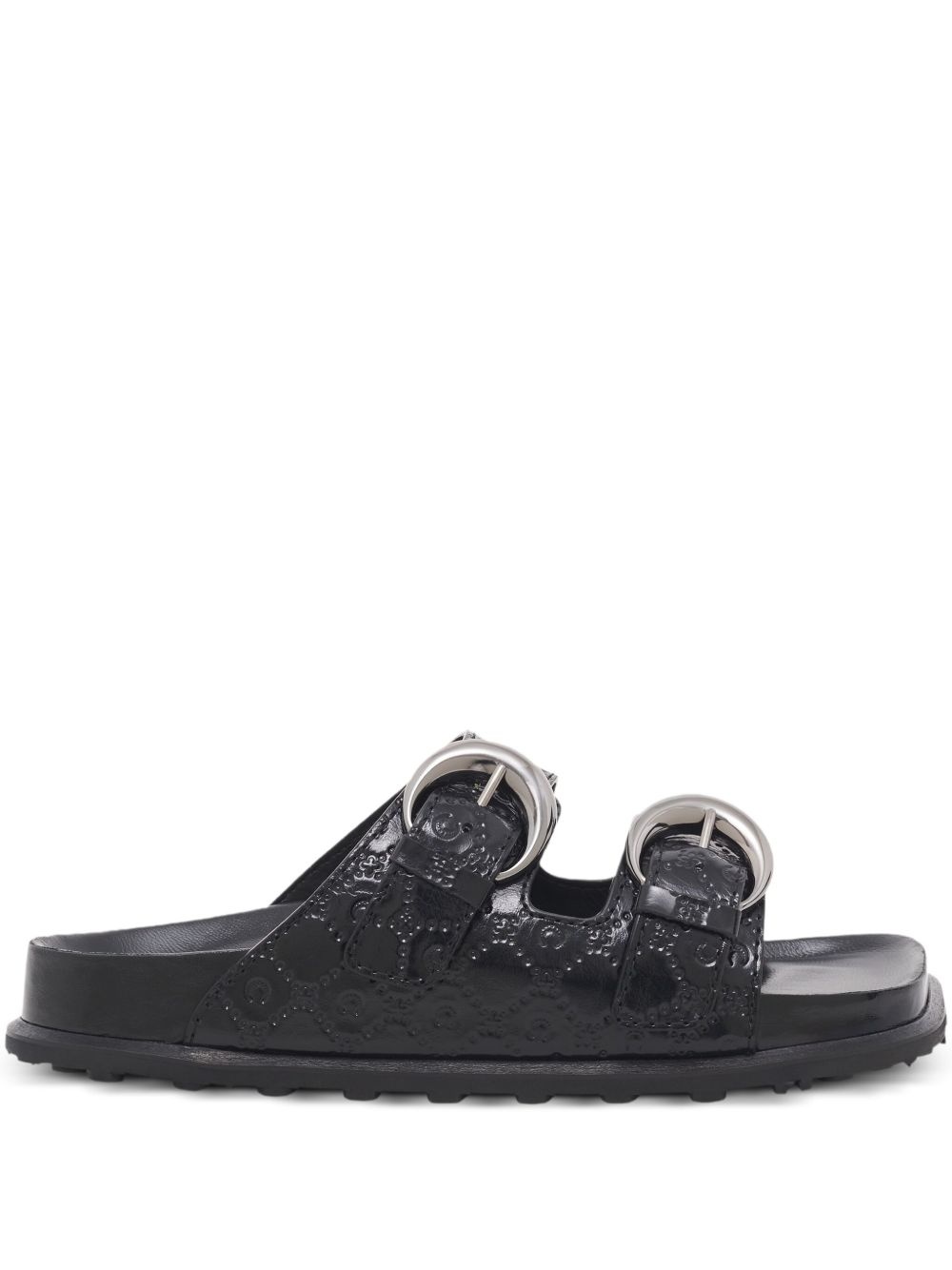 monogram-embossed leather slides - 1