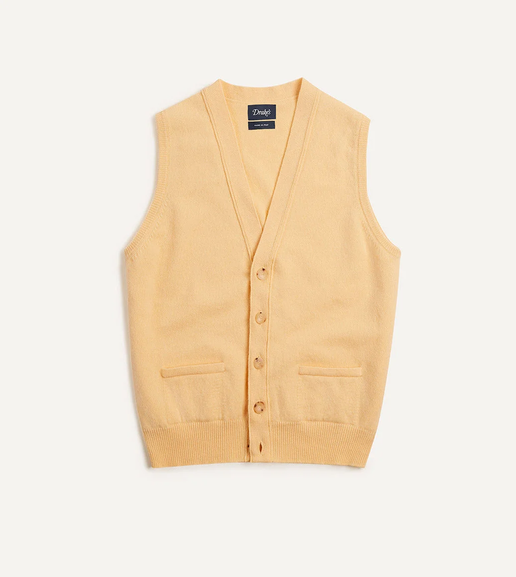 Yellow Lambswool Sleeveless Cardigan - 1