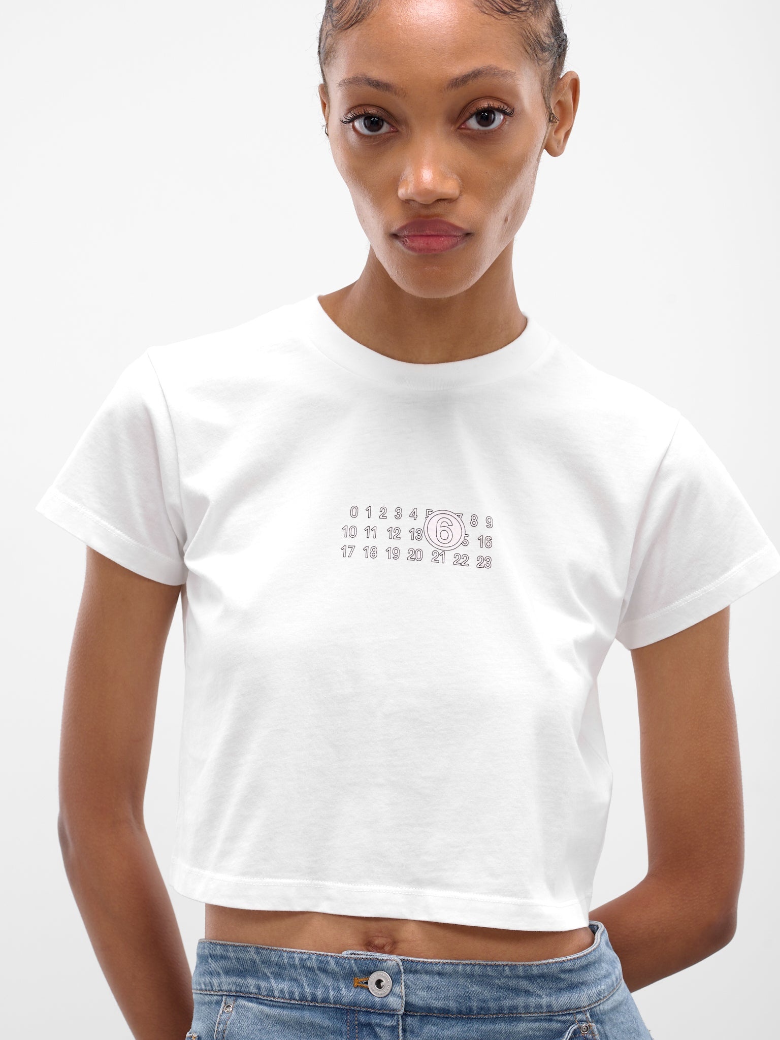 White Cropped Numeric Logo Tee - 5