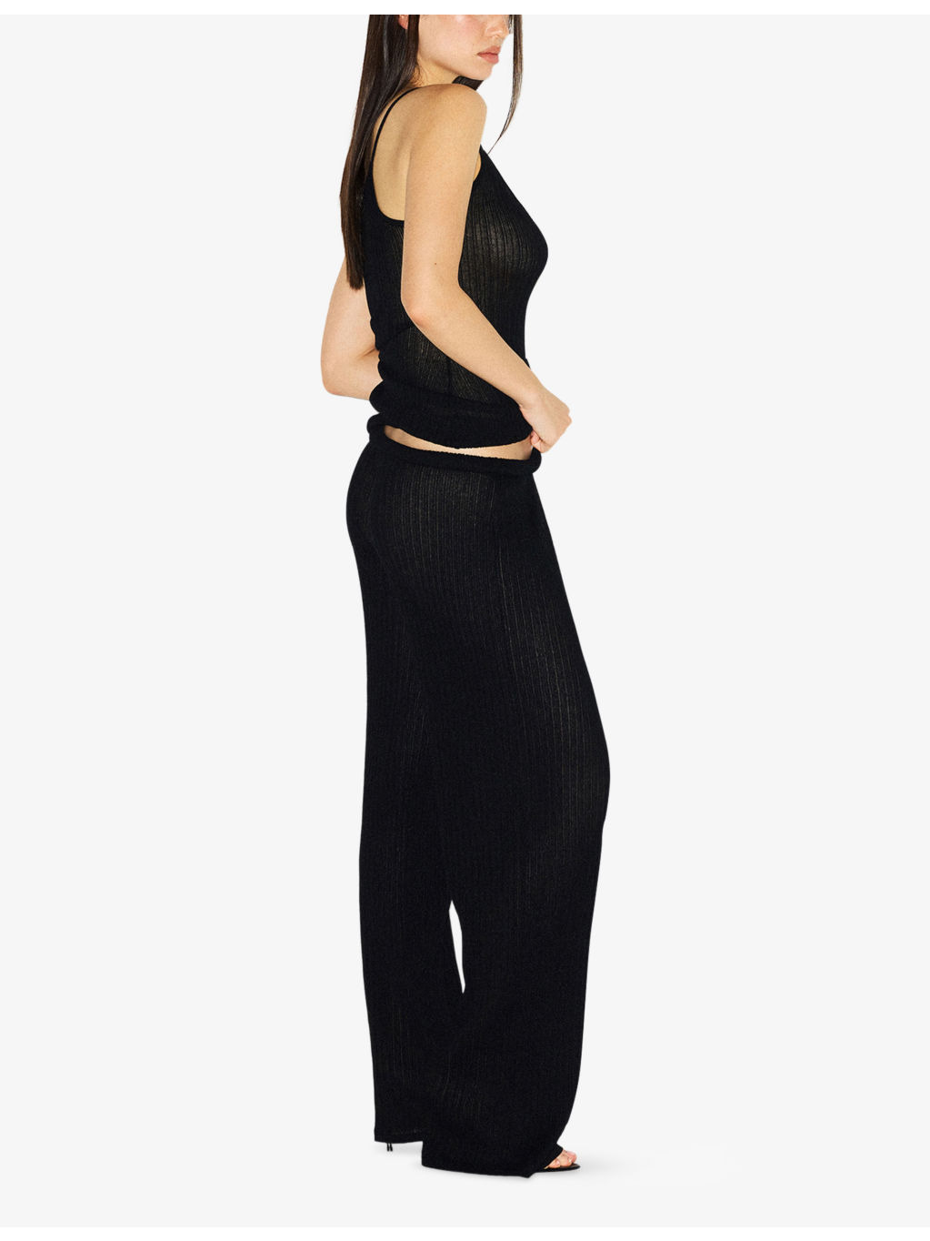 Straight-Leg Sheer Knit Trousers - 2