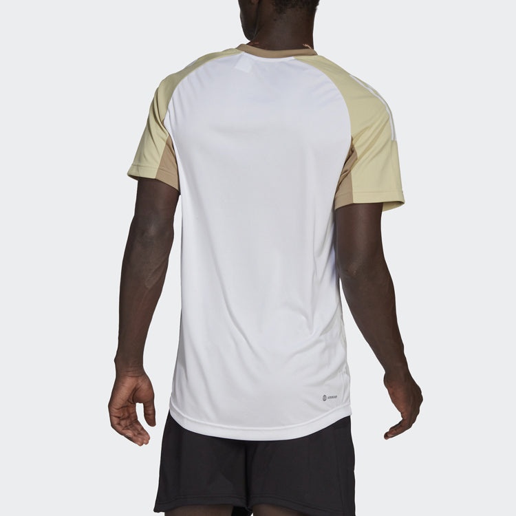 Men's adidas Round Neck Pullover Colorblock Short Sleeve White T-Shirt HP1884 - 3