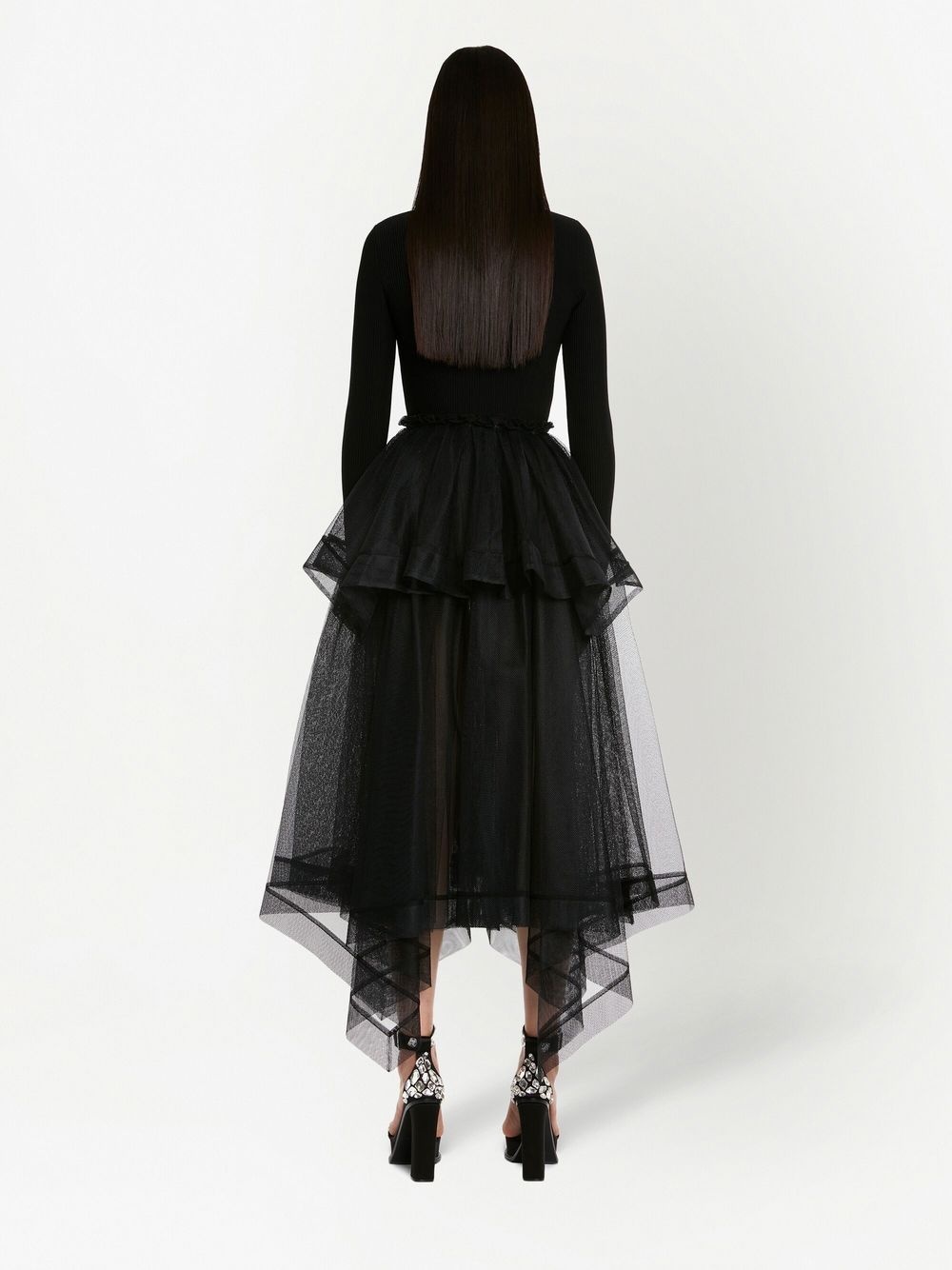 asymmetric-design tiered-skirt - 4