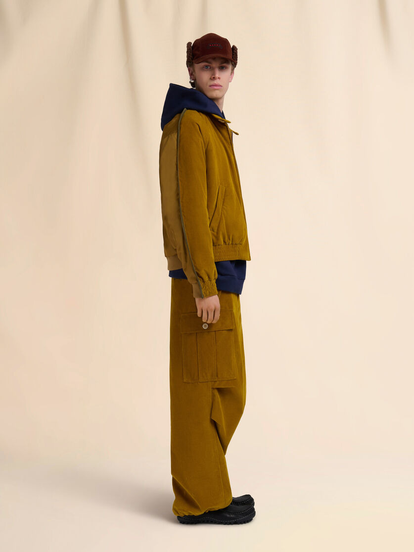 MUSTARD CORDUROY BOMBER WITH NYLON BACK - 6