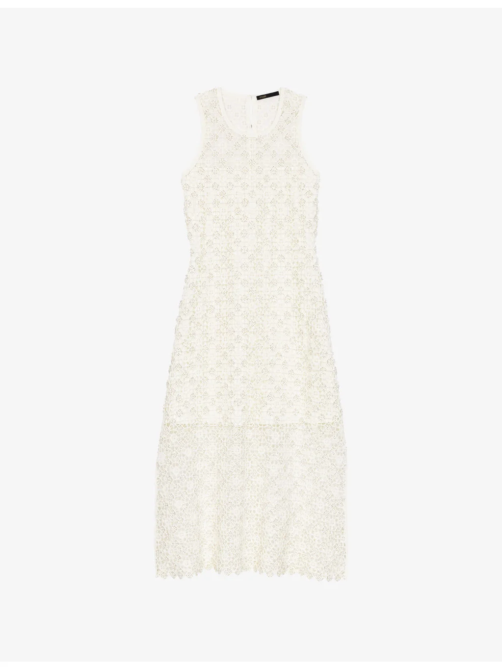 Rhinestone-Embellished Sleeveless Crochet Maxi Dress - 1