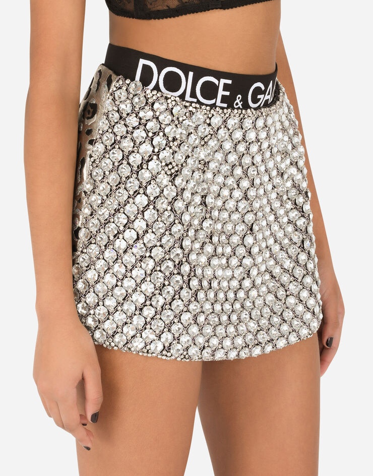 Jacquard miniskirt with crystal embellishment - 4