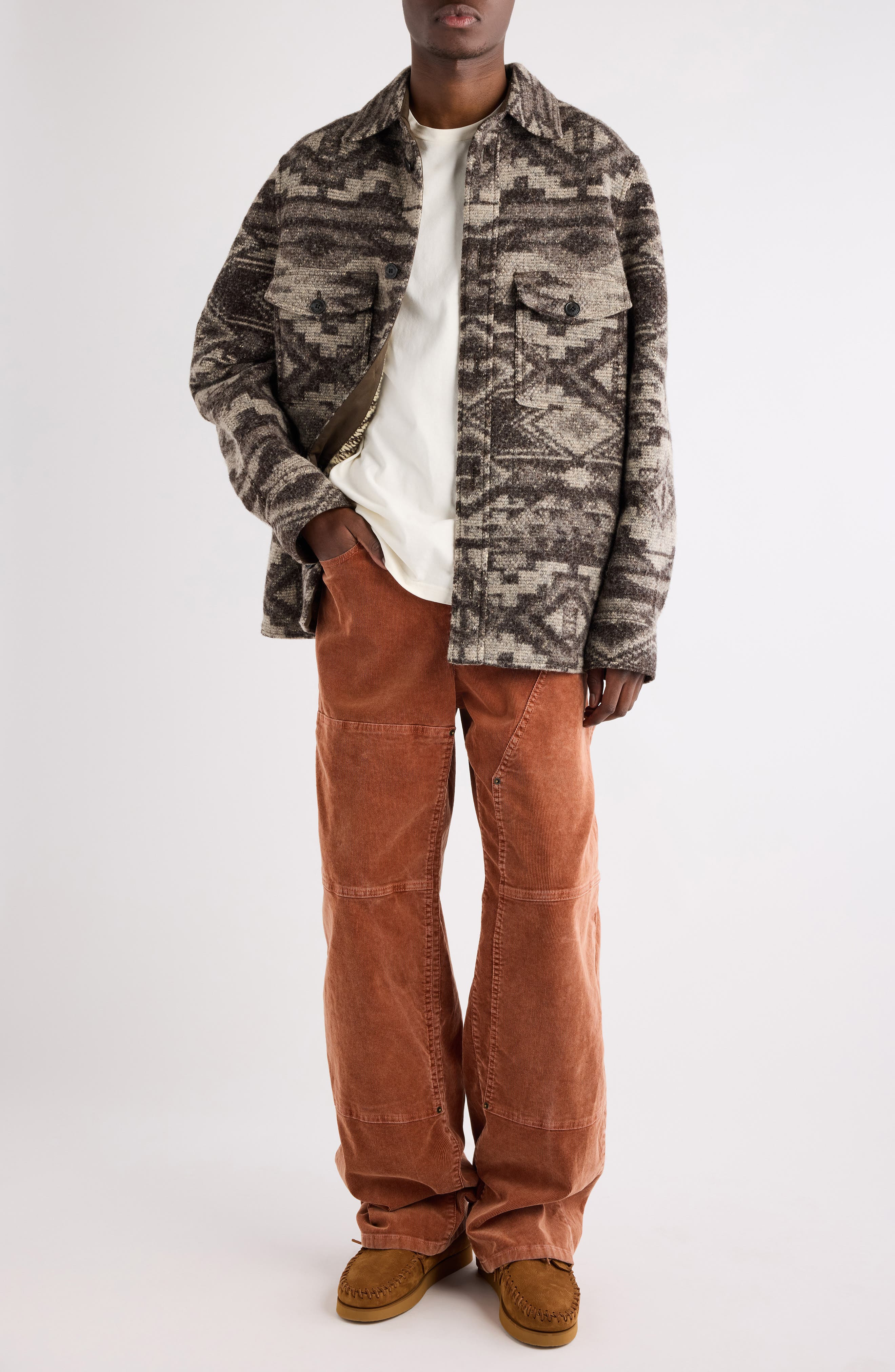 Isabel Marant Kervon Geo Pattern Peached Button-Up Jacket in Dark Brown at Nordstrom - 2