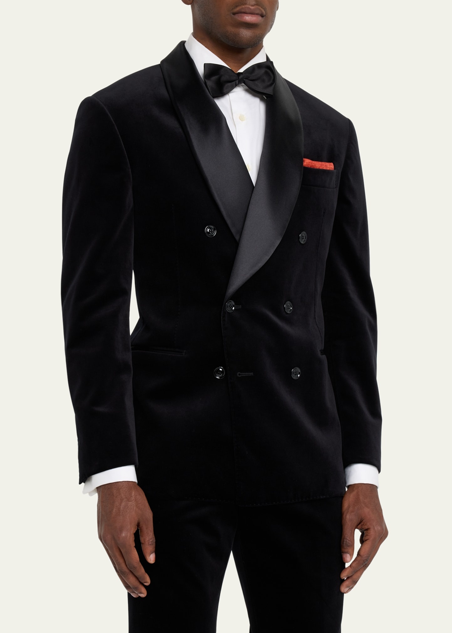 Men's Velvet Double-Breasted Shawl Tuxedo - 4