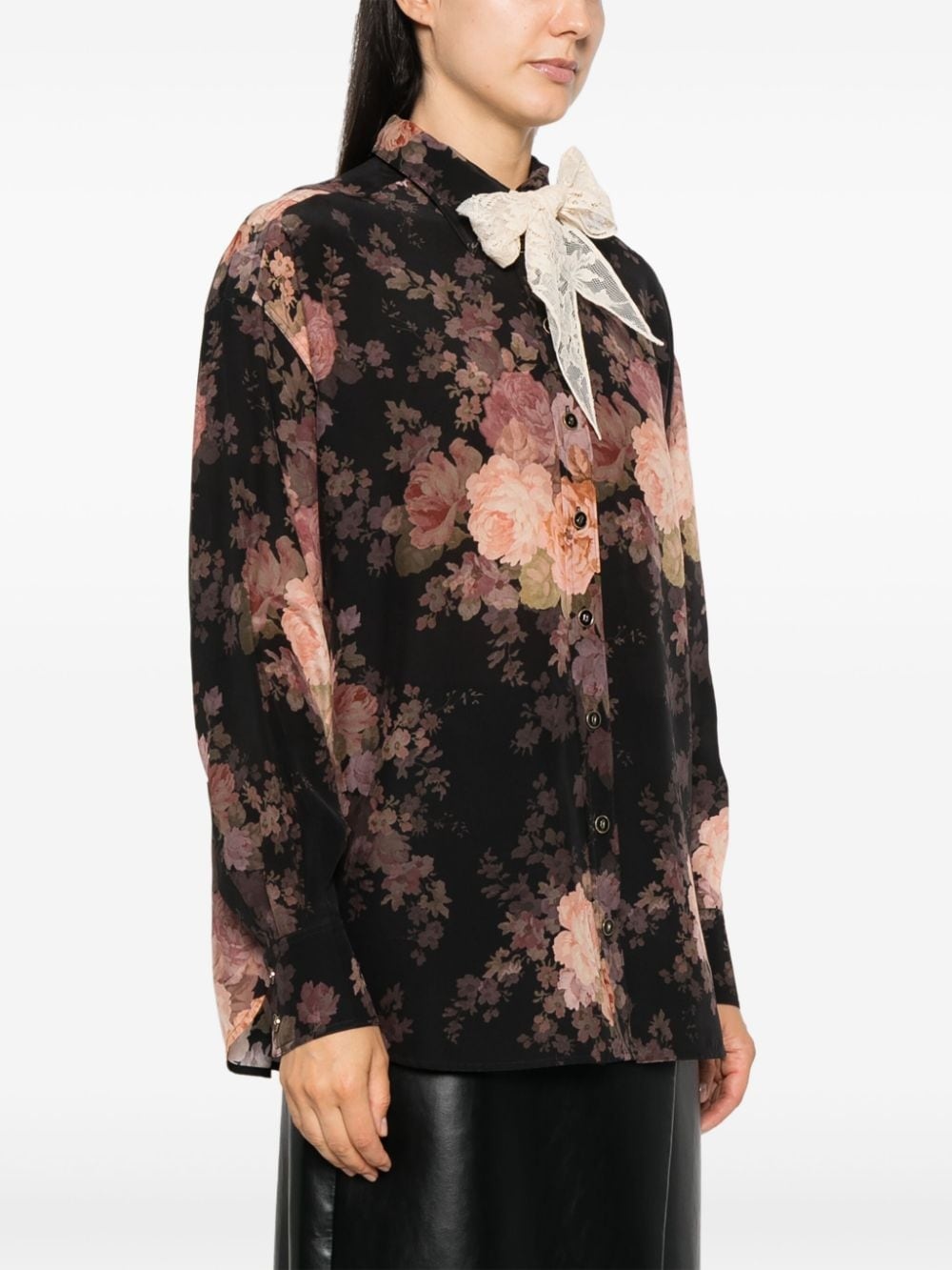 lace-scarf shirt - 3