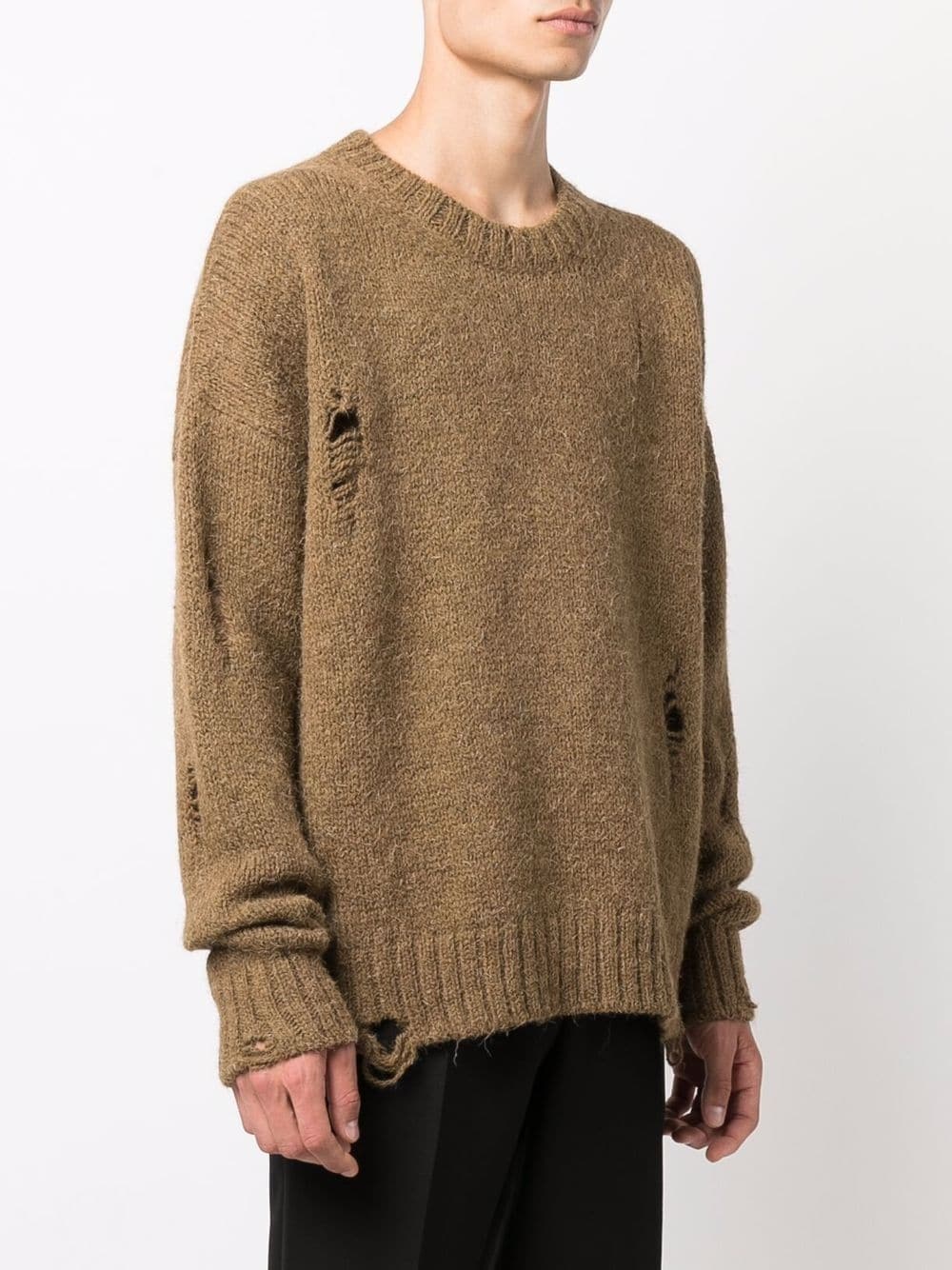 distressed crew neck jumper - 3