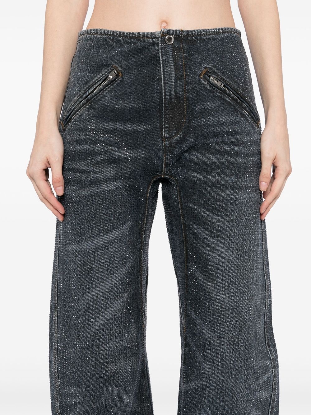 rhinestone-embellished jeans - 5