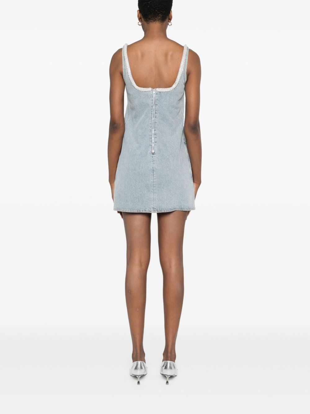 bow denim mini dress - 4