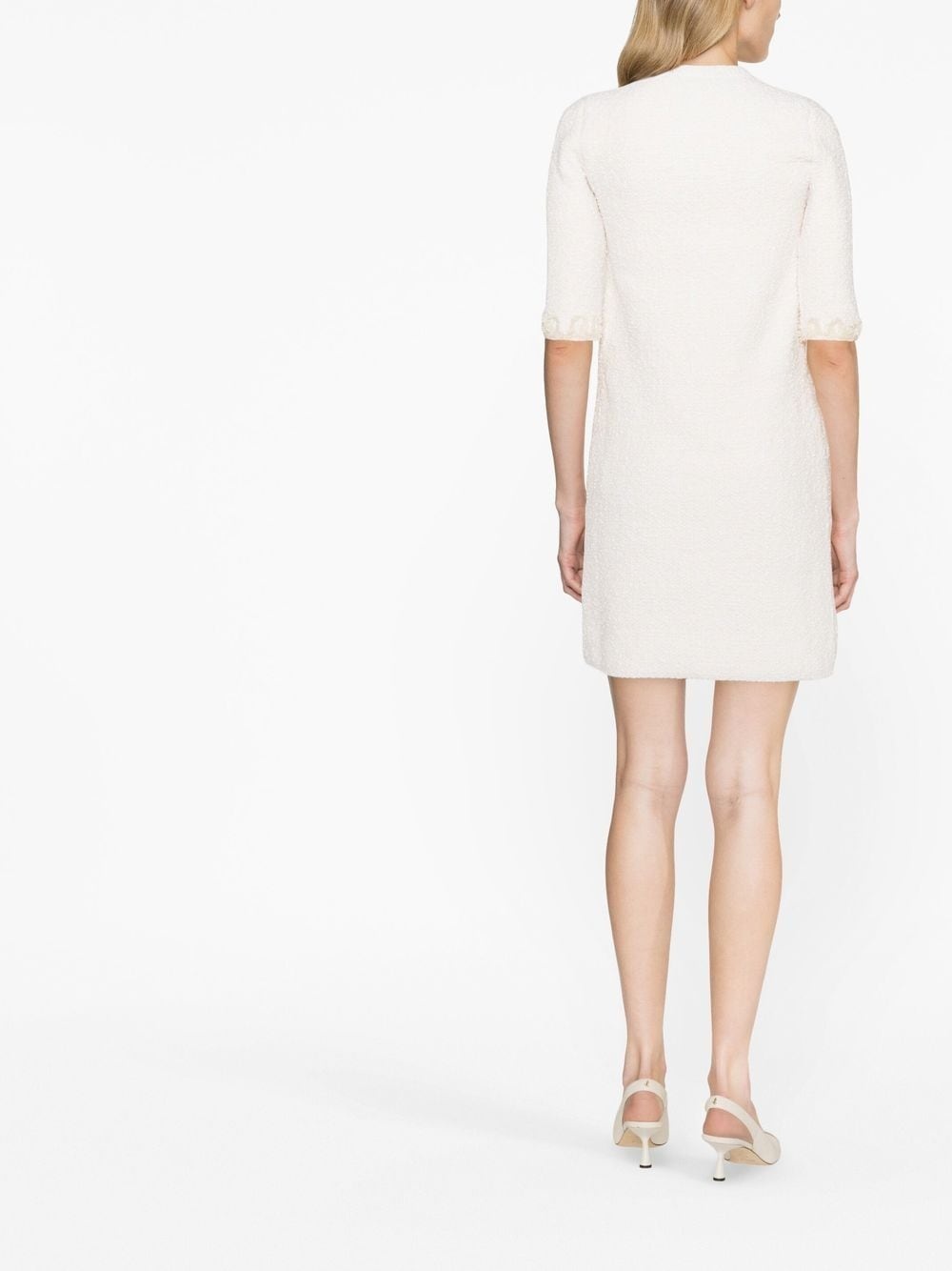 floral-embroidered knitted tweed dress - 3