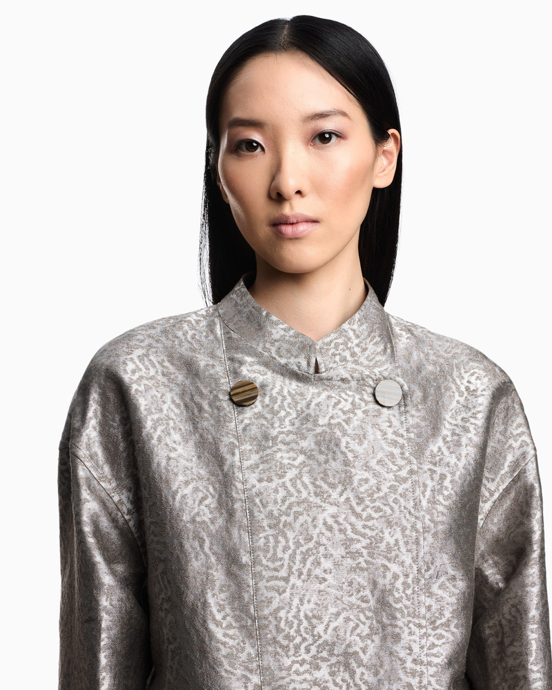 CAMOUFLAGE JACQUARD LINEN-BLEND JACKET WITH DRAWSTRING 5