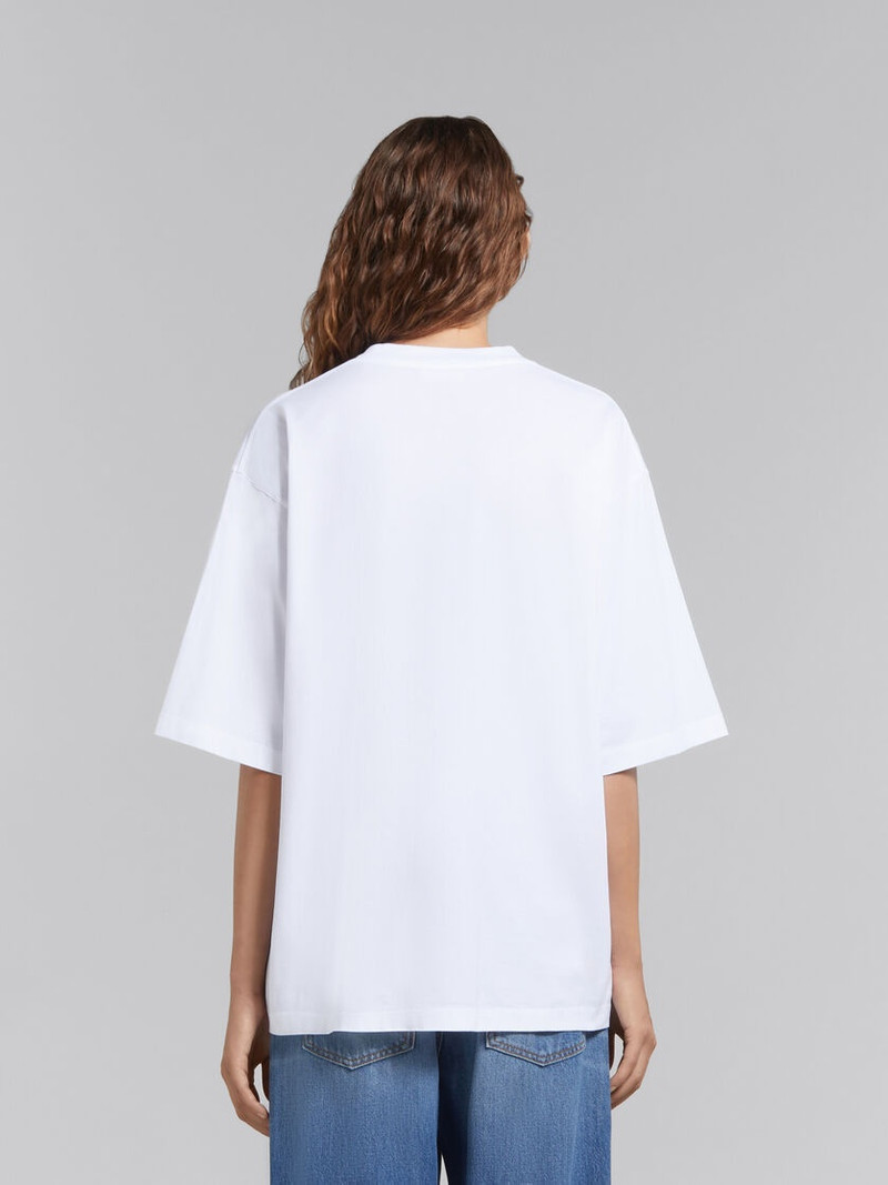 WHITE ORGANIC COTTON T-SHIRT WITH WAVY LOGO 3