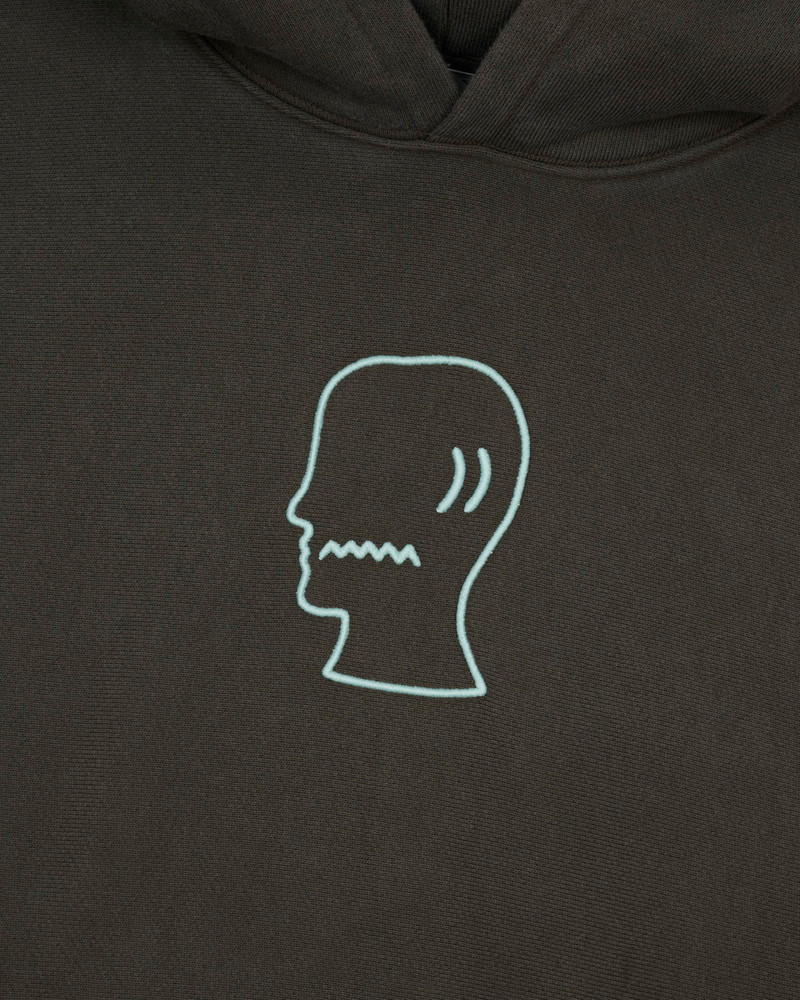 3D Embroidered Logohead Garment Dyed Hoodie - Brown 2