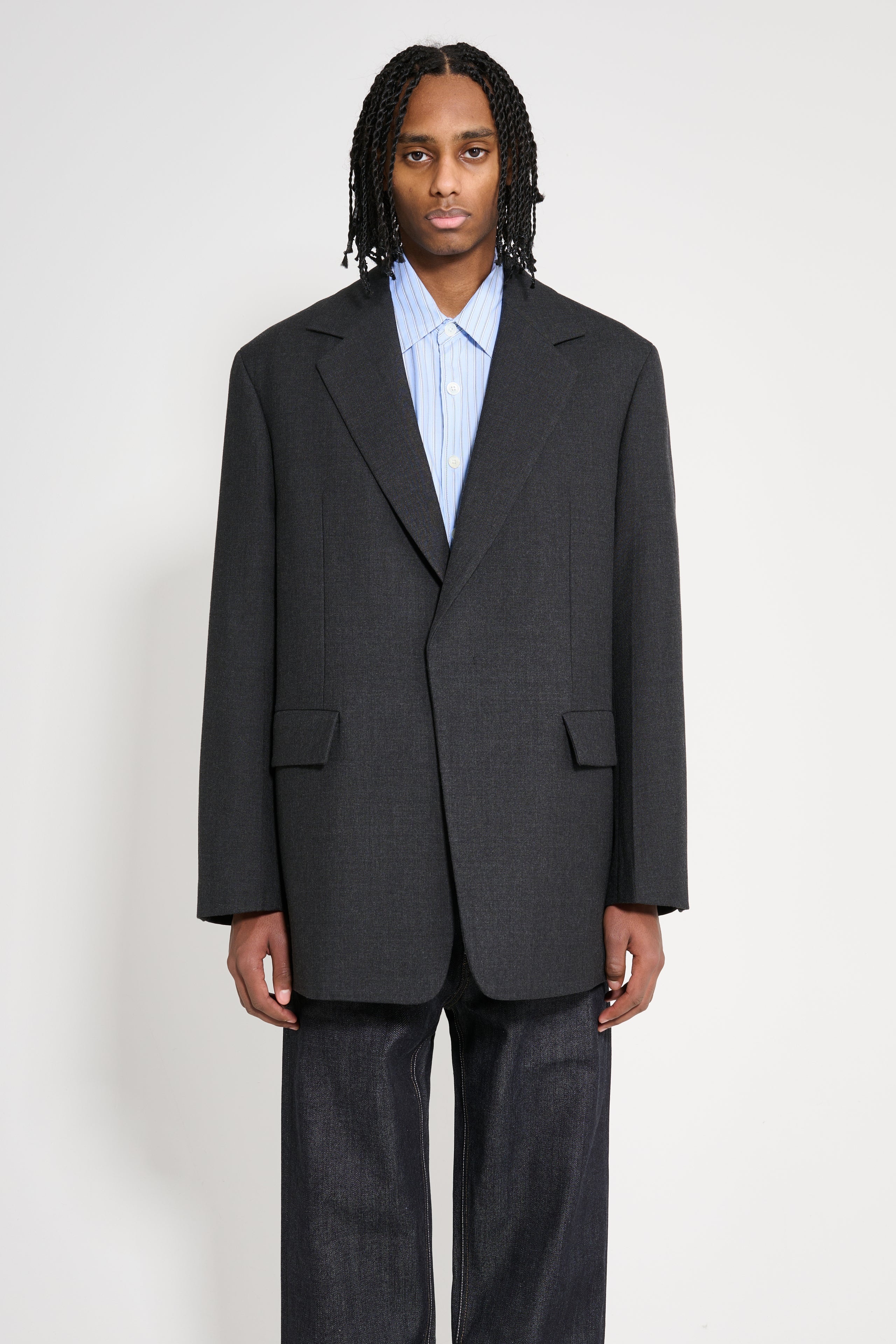 JIL SANDER PADDED SUIT JACKET CHARCOAL - 1
