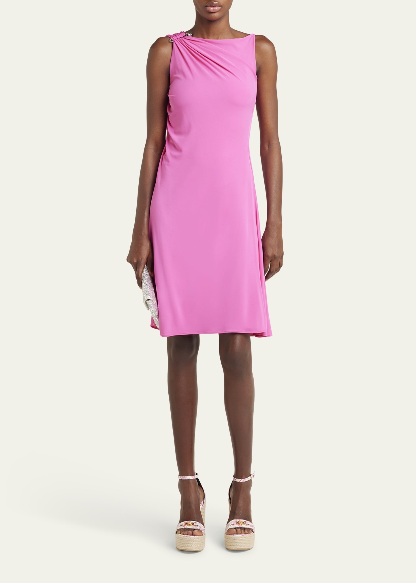 Sleeveless Draped Stretch Crepe Jersey Dress - 2