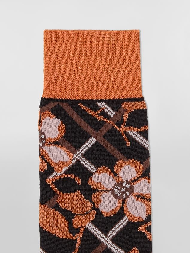 BLACK FLORAL COTTON AND NYLON JACQUARD SOCK - 3