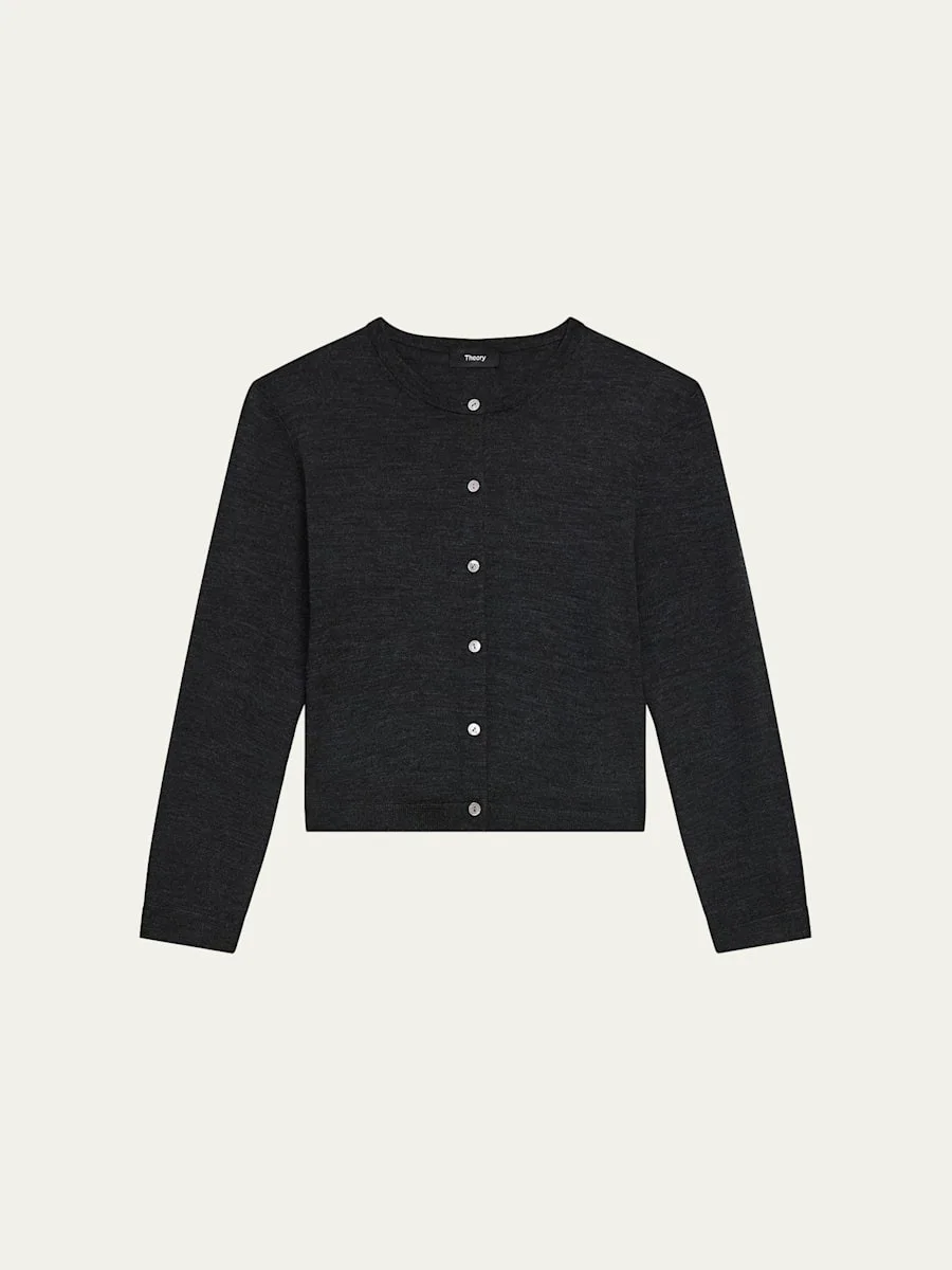 Regal Merino Wool Cropped Cardigan - 1