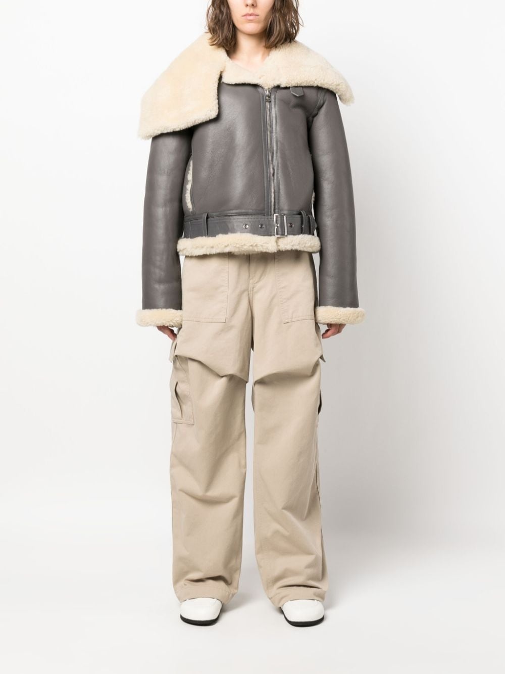 Jacke fleece-collar leather coat - 2