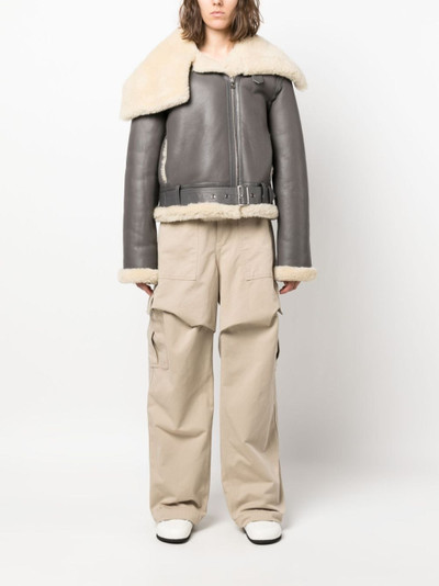 JW Anderson Jacke fleece-collar leather coat outlook