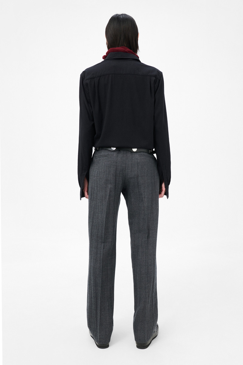 Slack Trouser Stone Grey Plisse Wool 6