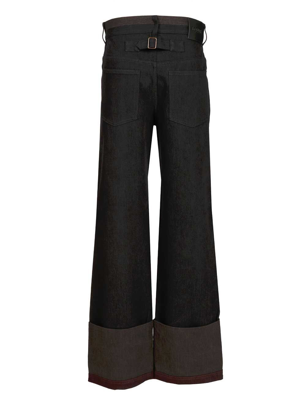 Cuffed Denim Jeans Trousers Black - 2