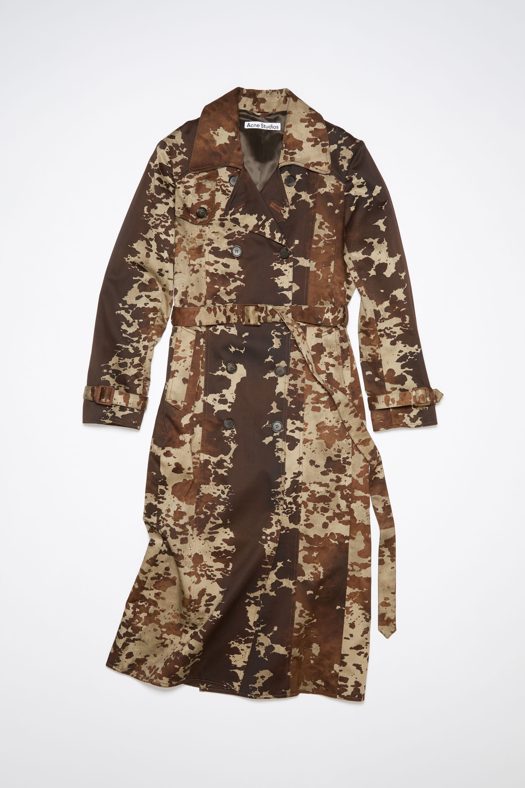 Cow print trench coat - Dark brown - 7