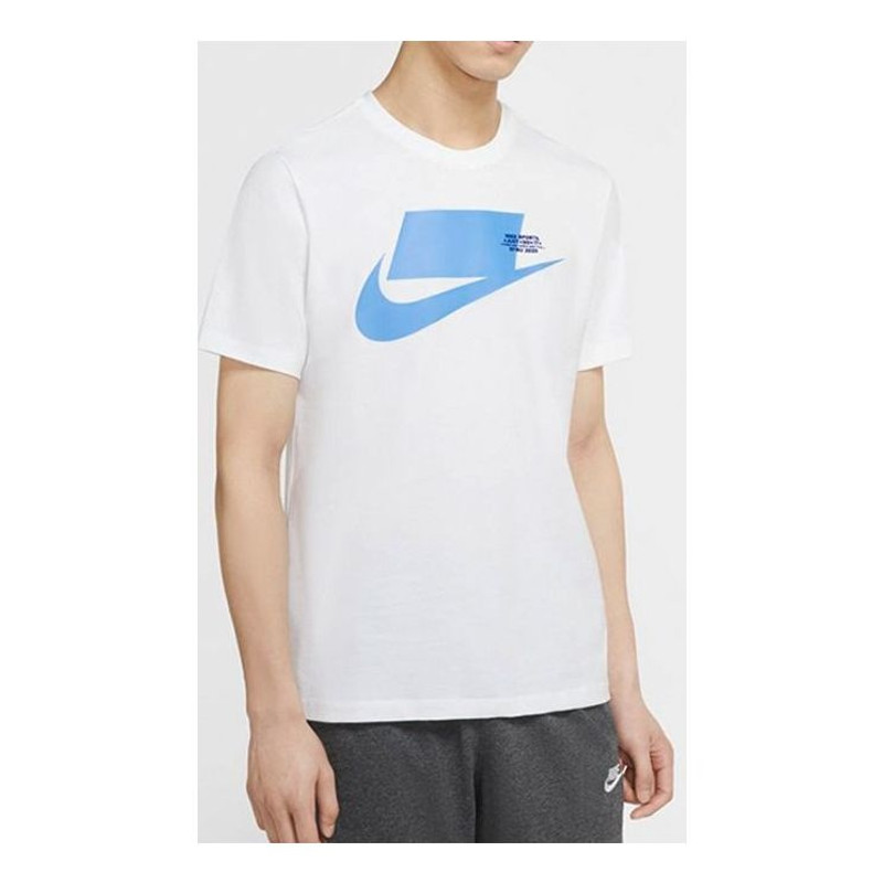 Nike Sportswear Chest Large Printing Short Sleeve White Blue CK2227-101 - 1