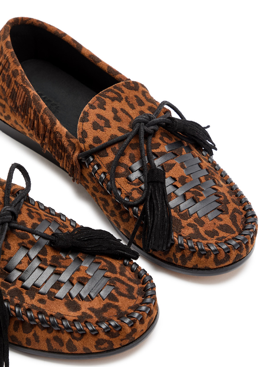 Isabel Marant étoile Fitza Fringed Leopard Suede Loafers - 3
