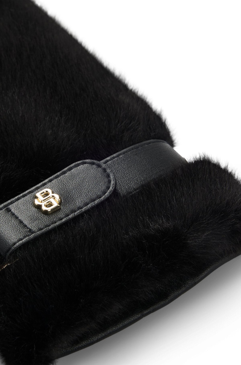LEATHER MITTENS WITH FAUX-FUR TRIM 3