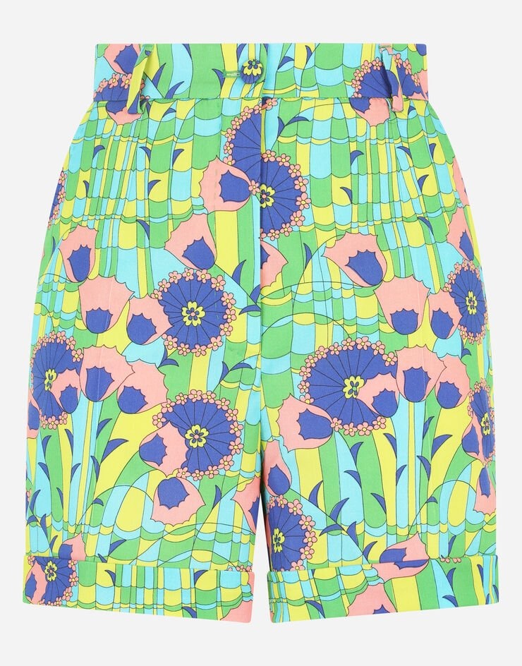 60s-print gabardine shorts - 3