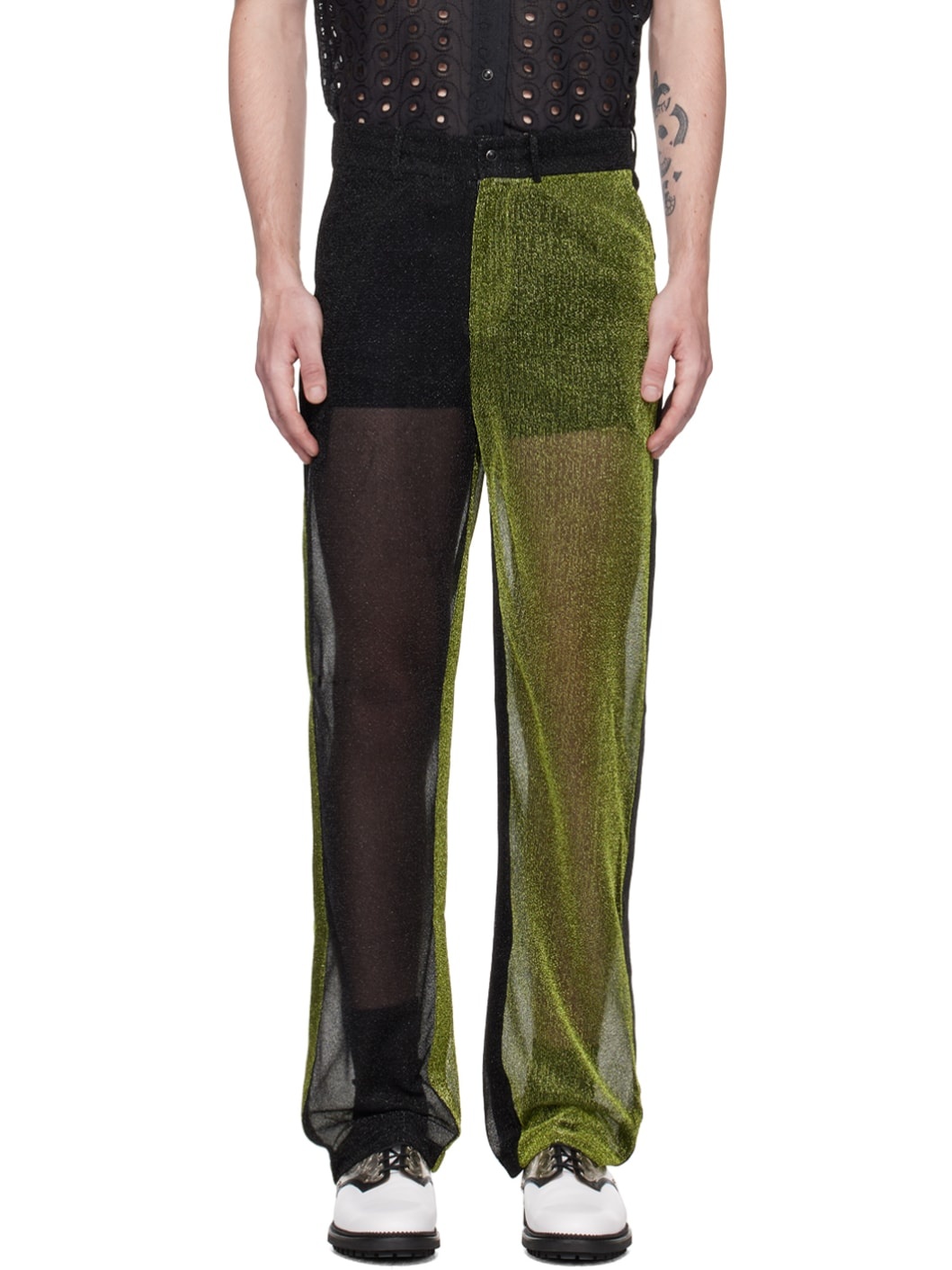 Black & Green Sparkly Trousers - 1