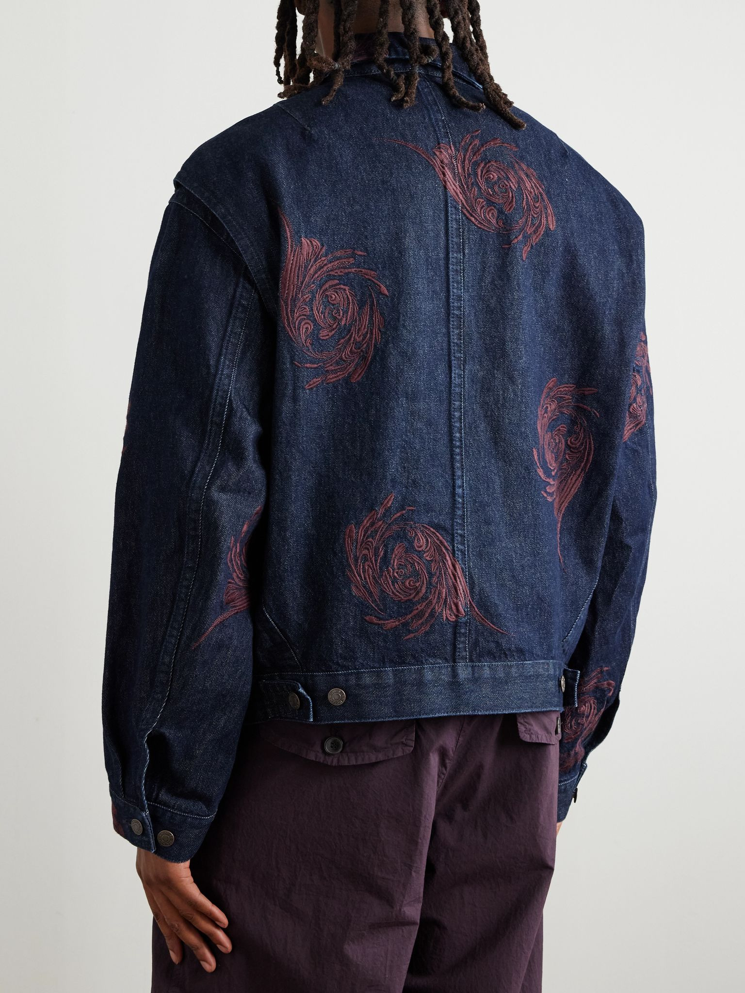 Embroidered Denim Jacket Blue - 4